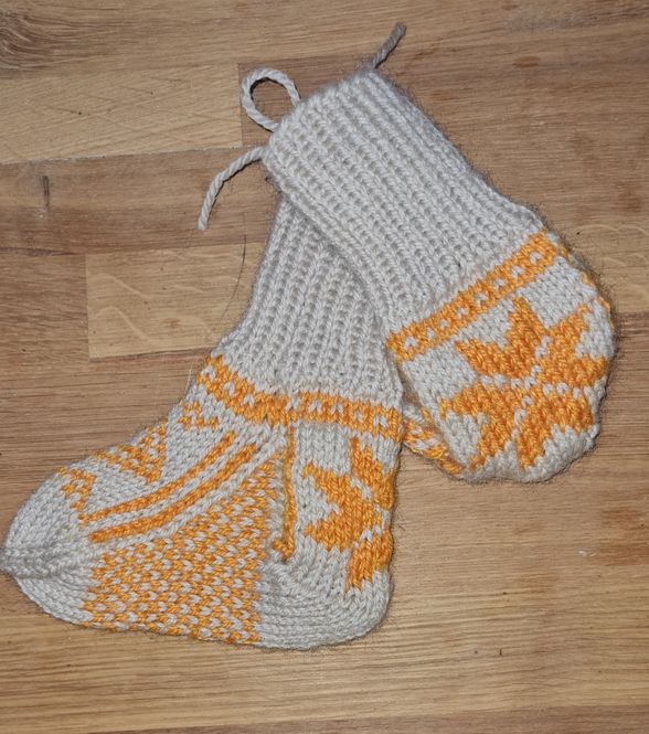 Hovedbilde Mønsterstrikkede sokker str 1 - 2 år Beige/Orange ...